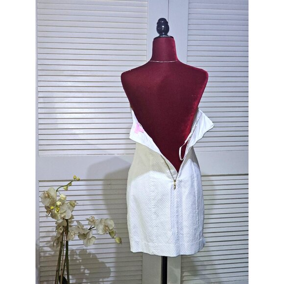Lilly Pulitzer Womens White Tansy Strapless Textured Embroidered Dress Sz 4 2792 - Picture 12 of 14